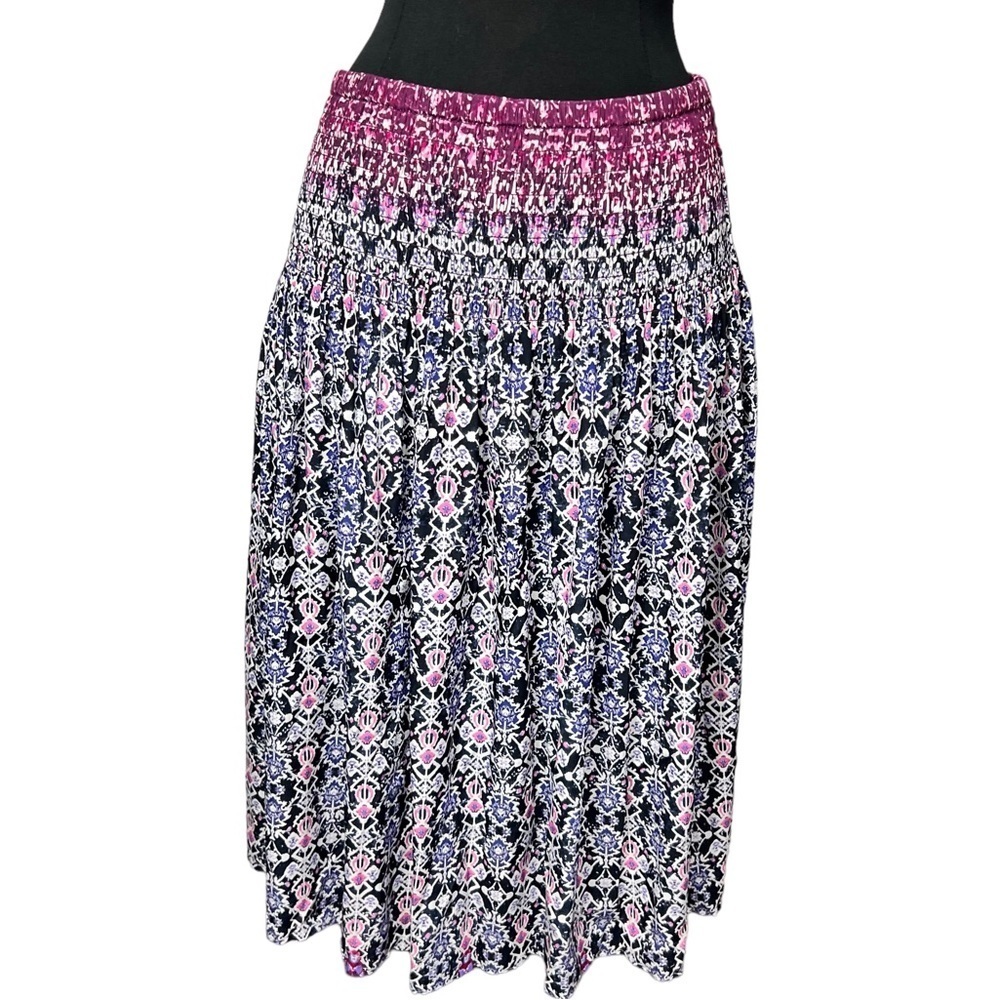 J Jill Silky Skirt or Tunic Top Multicolor Boho Print Womens Medium Stretch​